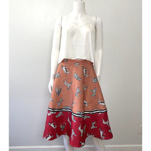 Hutch Red and Tan Midi Skirt
